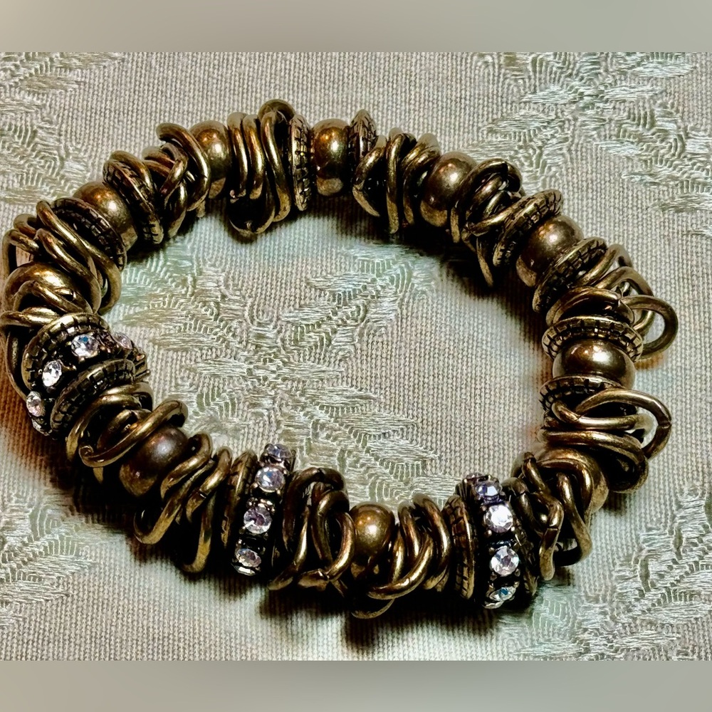 Vintage Lia Sophia Gypsy Antique Gold Stretch Bracelet